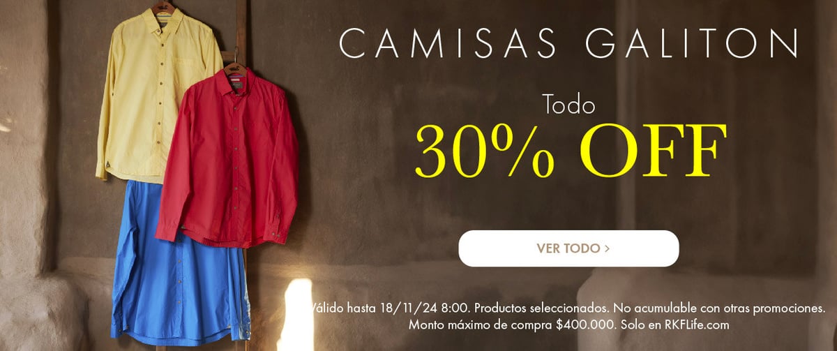 Camisas galiton todo 30% off